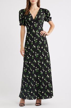 Lulus Lulus Milan Floral Print Satin Gown