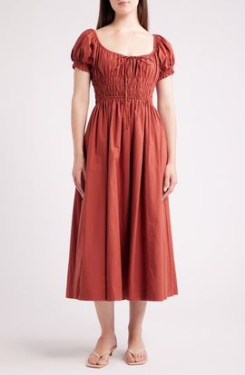 Lulus Lulus Phillipa Cap Poplin Midi Dress