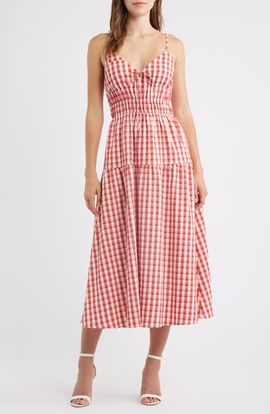 Lulus Lulus Spencer Smock Gingham Midi Dress