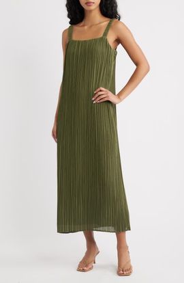 Lulus Lulus Theo Plissé Open Back Midi Dress