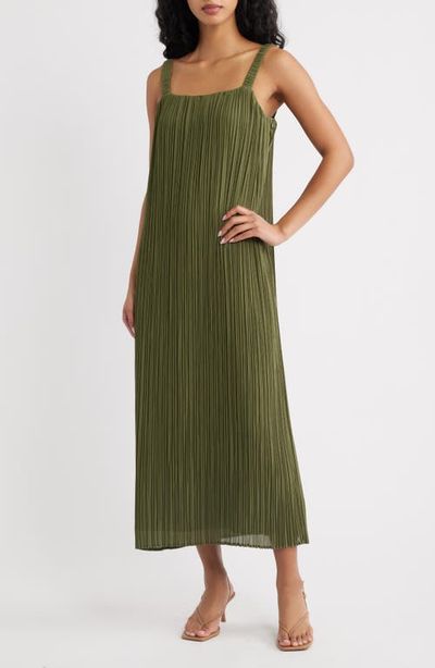 Lulus Lulus Theo Plissé Open Back Midi Dress
