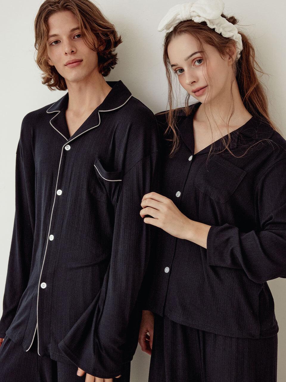 LUNALUZ STUDIO Couple Amanda Spandex Long-Sleeved Collar Two-Piec
