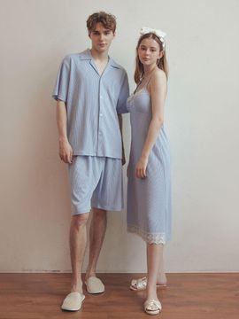 LUNALUZ STUDIO Couple Angue Ribbed Spandex Pajamas Sets
