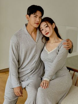 LUNALUZ STUDIO Couple Ribbed Pajama Set