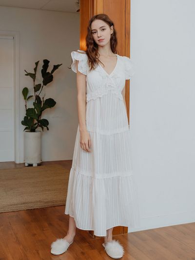 LUNALUZ STUDIO Kelly Dobby Capped Sleeveless Pajama Dress