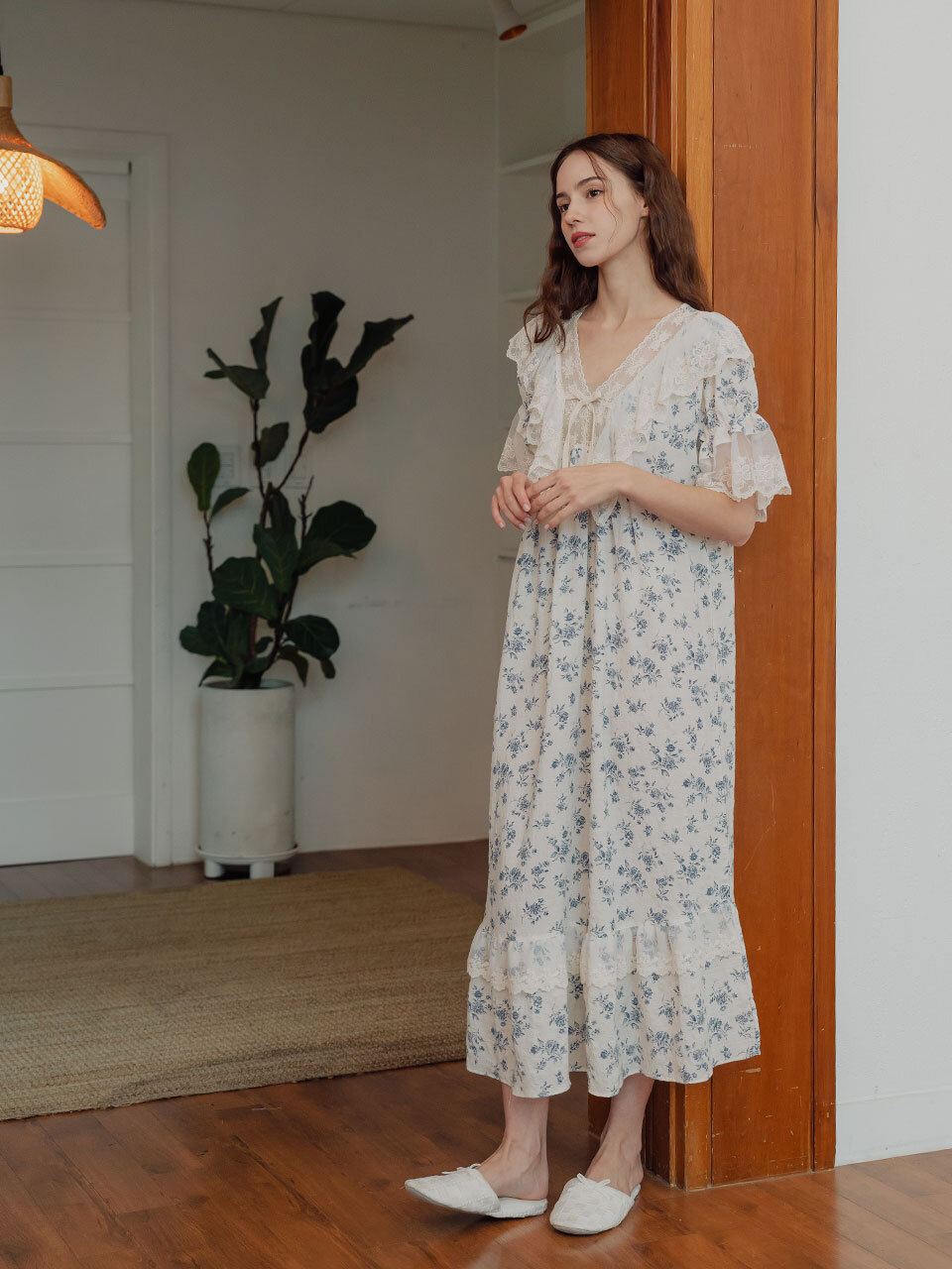 LUNALUZ STUDIO Merci Rayon-blend Half Sleeved Pajama Dress