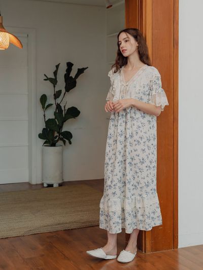 LUNALUZ STUDIO Merci Rayon-blend Half Sleeved Pajama Dress