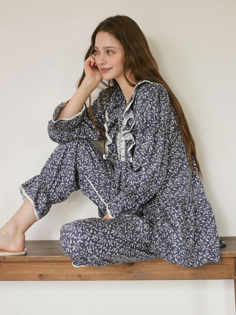 LUNALUZ STUDIO Modal Cotton Round Neck Long Sleeve Two-Piece Pajama Set