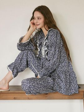 LUNALUZ STUDIO Modal Cotton Round Neck Long Sleeve Two-Piece Pajama Set