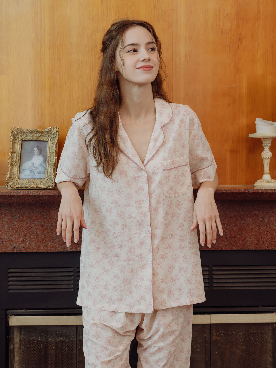 LUNALUZ STUDIO Ros Flower Cotton Short Sleeved Pajama for Women