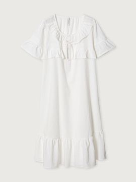 LUNALUZ STUDIO Sunny Hill Crease Cotton Short-Sleeve One-Piece Pajama Dress