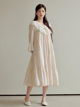 LUNALUZ STUDIO Women's Oroz Double Gauze Cotton V-Neck Dress Pajama