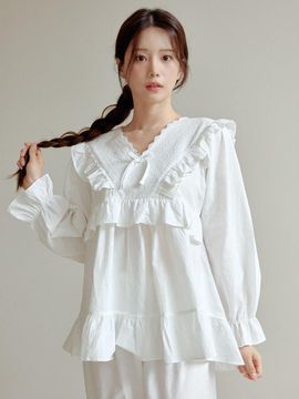 LUNALUZ STUDIO Women's Queens Cotton V-Neck Two-Piece Pajama Set