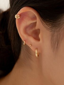 LUNNE 14k Aligned Duo Mini Ring Earring (LFE46) [Gold]