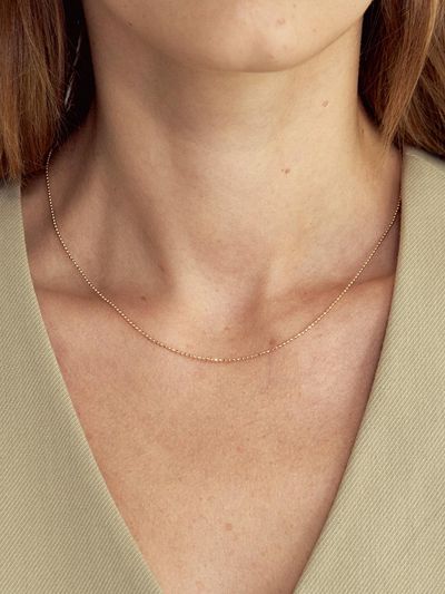 LUNNE 14k Cutting Stone Ball 0. 7 Chain Necklace (14K Go