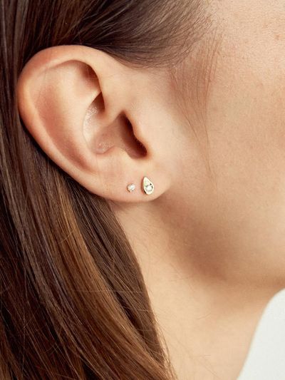 LUNNE 14k Diamond Solid Water Drop Earrings (14k Gold) #