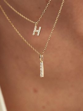 LUNNE 14k Diamond Stick Bar Pendant (14k Gold) #LCP01