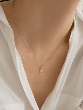 LUNNE 14k Gold Filled G-Clef Pendant Necklace