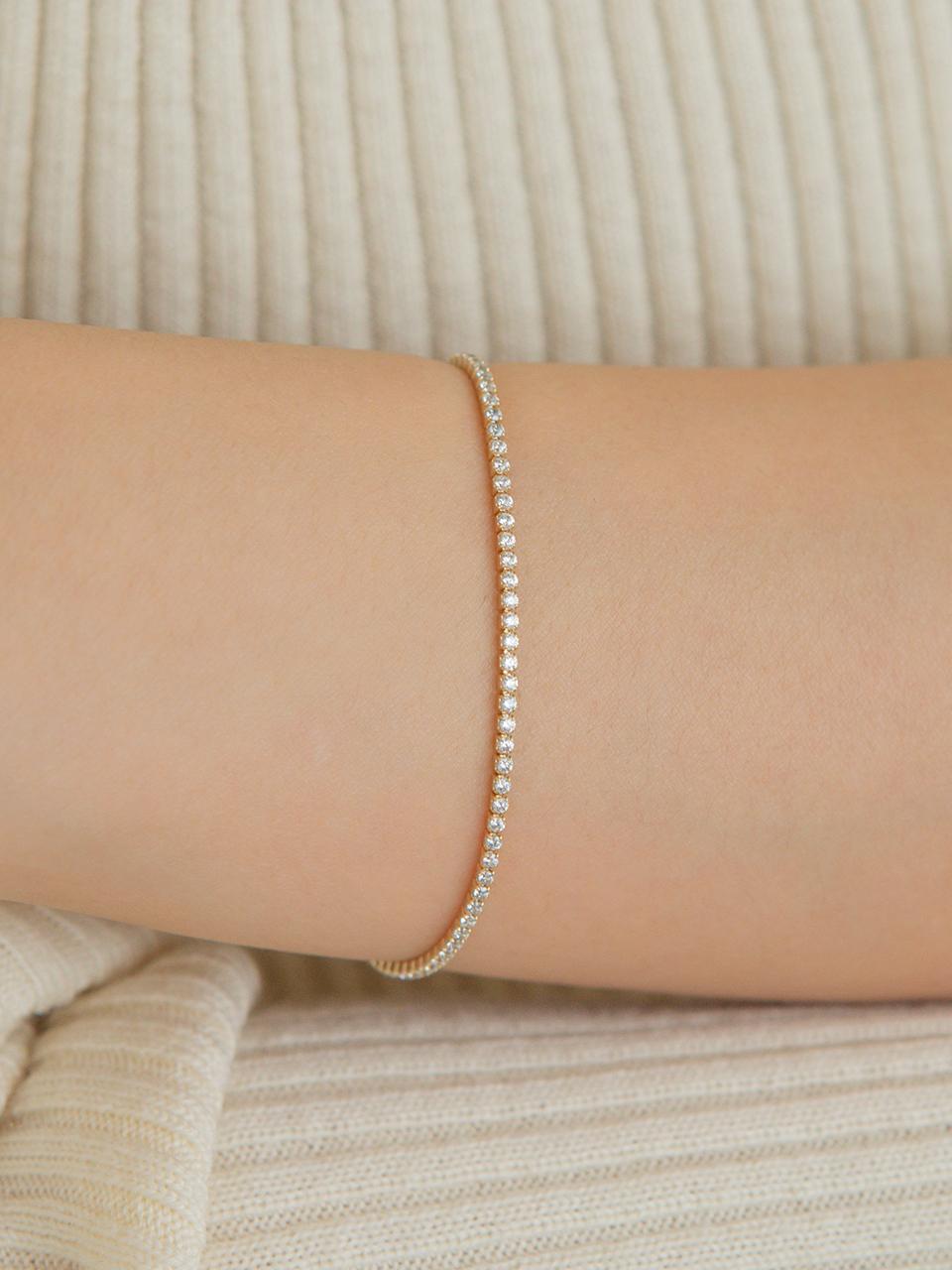 LUNNE 14k Mini Round Tennis Bracelet (14k Gold) #BR07