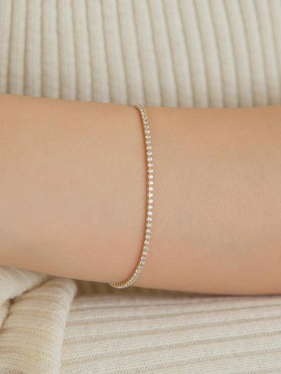 LUNNE 14k Mini Round Tennis Bracelet (14k Gold) #BR07