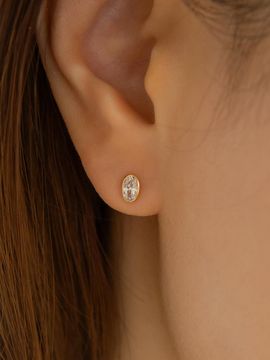 LUNNE 14k Oval Stone Bezel Piercing (14k Gold) #LFPI20