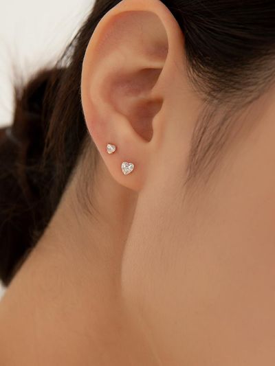 LUNNE 14k Pure Heart Stone 4-Prong Earrings (LFE43)