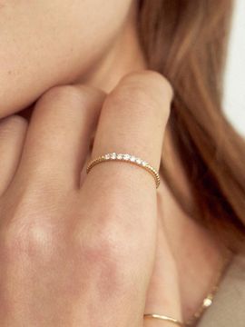LUNNE 14k Seven Diamond Fabe Line Ball Ring (14K Gold) #