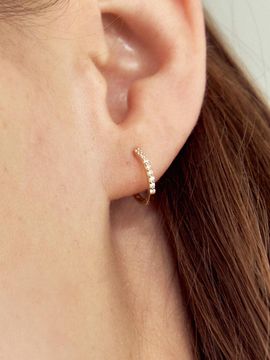 LUNNE 14k Single Pav Line One Touch Ring Earrings (14k