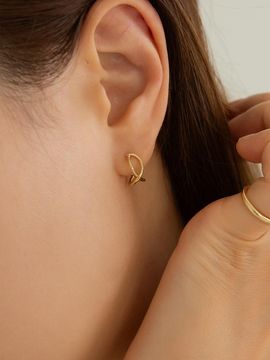 LUNNE 14k Slim Line One Touch Ring Earrings (14k Gold) #