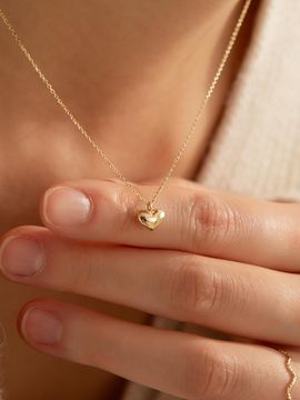 LUNNE 14k Three-dimensional Full Heart Chain Necklace (LFN24)