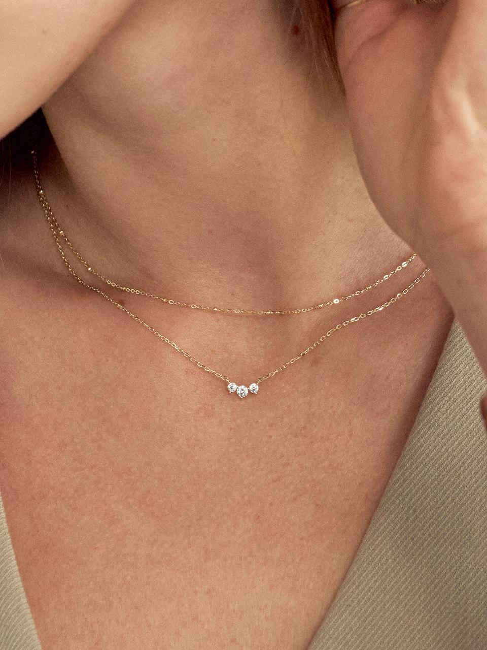 LUNNE 14k Triple Diamond Necklace (14k Gold) #LCN14