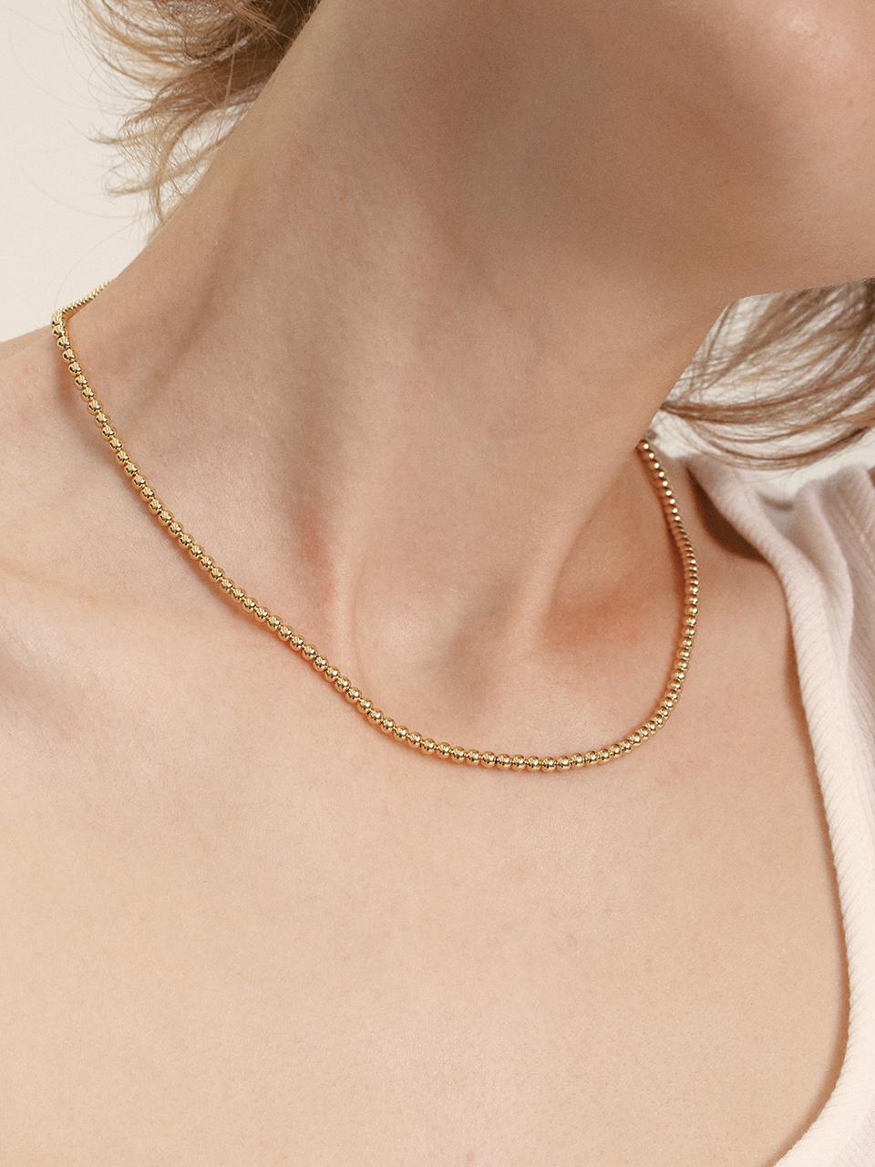 LUNNE Silver 925 3mm Trace Ball Necklace (#LSN70)