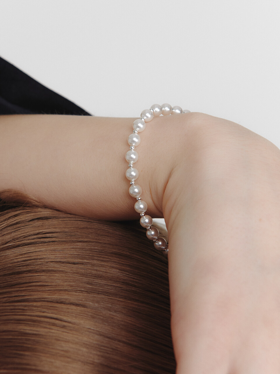 LUNNE Silver 925 Ball Swarovski Pearl Bracelet #LSB12