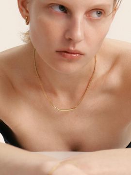 LUNNE Silver 925 Curved Bar Chain Necklace (#LSN69)