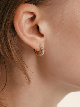 LUNNE Silver 925 Edge Glow Pave One-Touch Earrings (#LSE93)