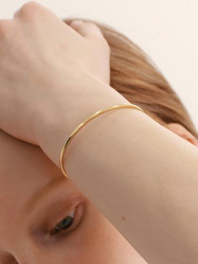LUNNE Silver 925 Flat Edge Bangle Bracelet (#LSB21)