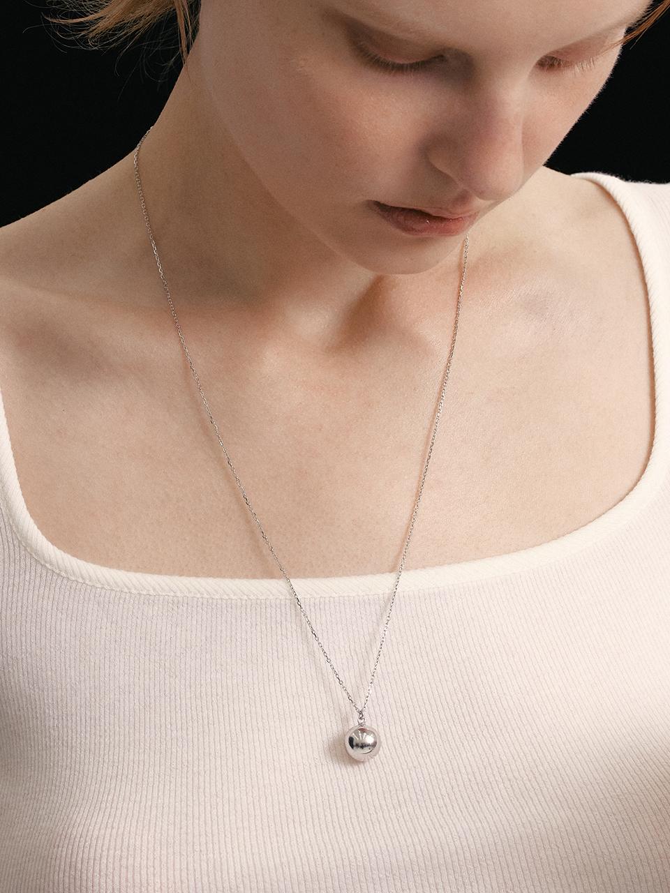 LUNNE Silver 925 Spear Ball Long Necklace (#LSN68)
