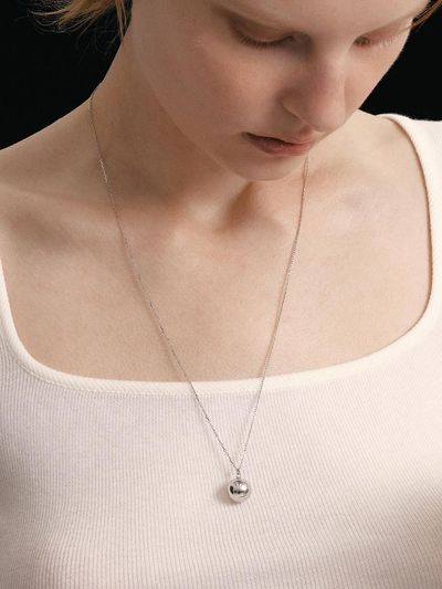 LUNNE Silver 925 Spear Ball Long Necklace (#LSN68)
