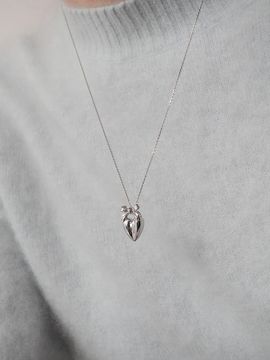 LUNNE Silver 925 Sweet Ribbon Heart Mini Bag Necklace (#LSN65)