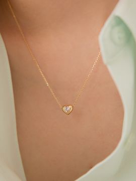 LUNNE Silver Volume Heart Cubic Pendant Necklace #LSN01