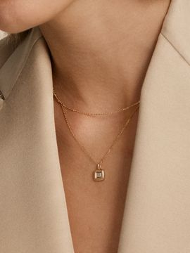 LUNNE Square Initial Combi Pendant#P16_ Gold