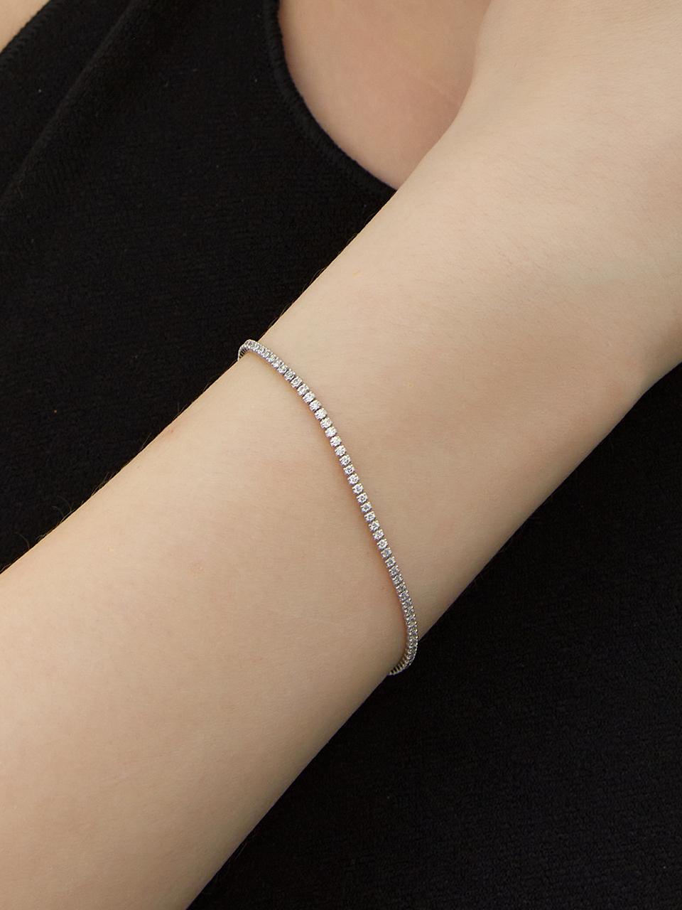 LUNNE Sterling Silver Slim Brilliant Tennis Bracelet (LSB17)