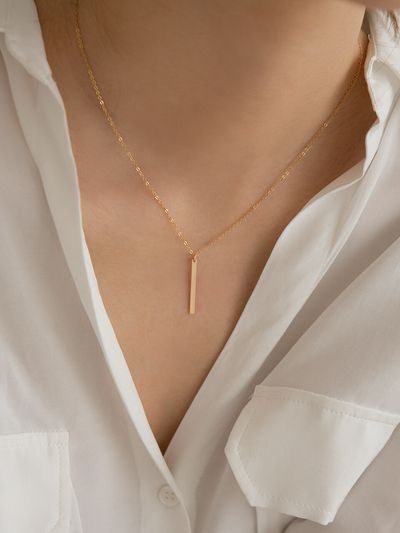LUNNE Stick Bar Pendant Necklace #GFN22_ Gold