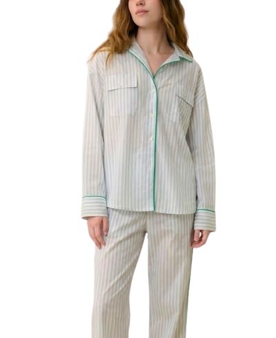 Lunya Lunya Airy Cotton Piped Button Down