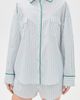 Lunya Lunya Airy Cotton Piped Button Down Pajama Top Stillwater Stripe/Spring - 2