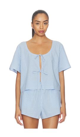 LUNYA LUNYA Airy Cotton Tie Front Top