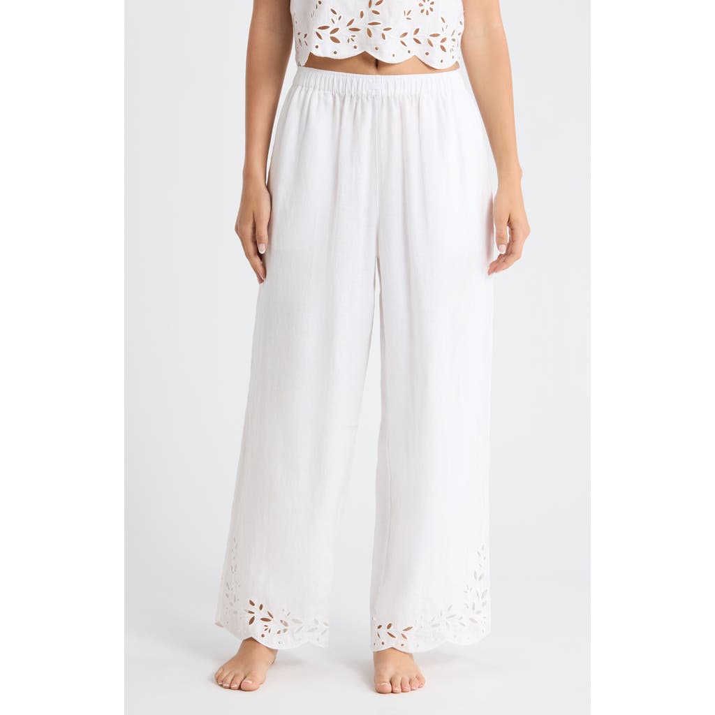 Lunya Lunya Embroidered Eyelet Linen Pants