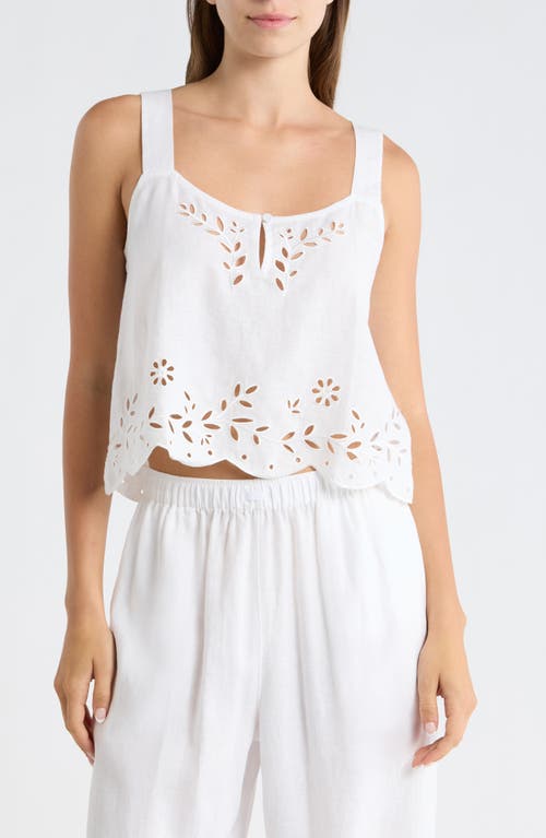 Lunya Lunya Embroidered Eyelet Linen Tank