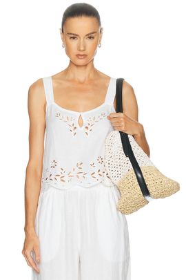 LUNYA LUNYA Linen Embroidered Eyelet Tank Top