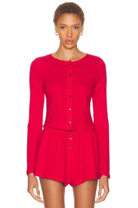 LUNYA LUNYA Pointelle Crew Neck Cardigan